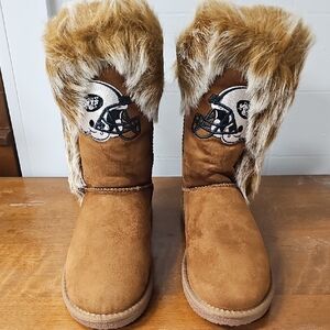 NFL Tan Boots with Faux Fur Trim